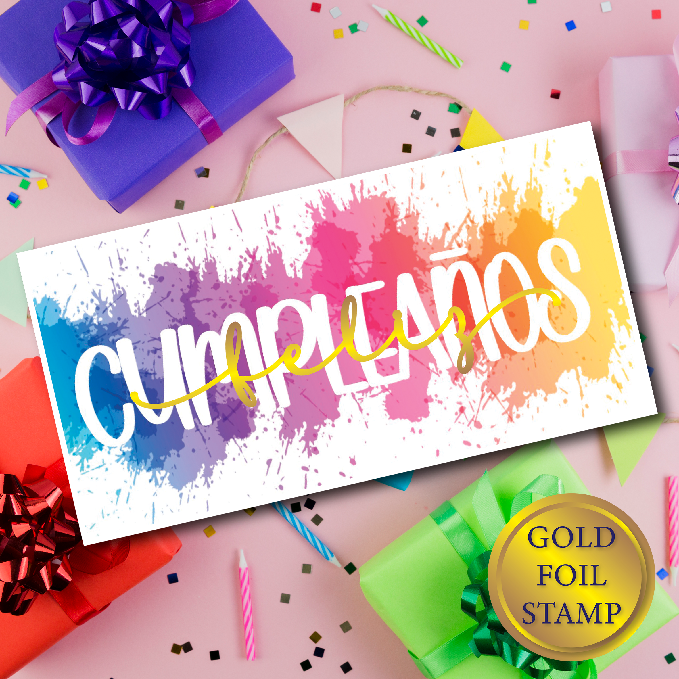 SOBRE CUMPLEAÑERO DECORADO CON FOIL